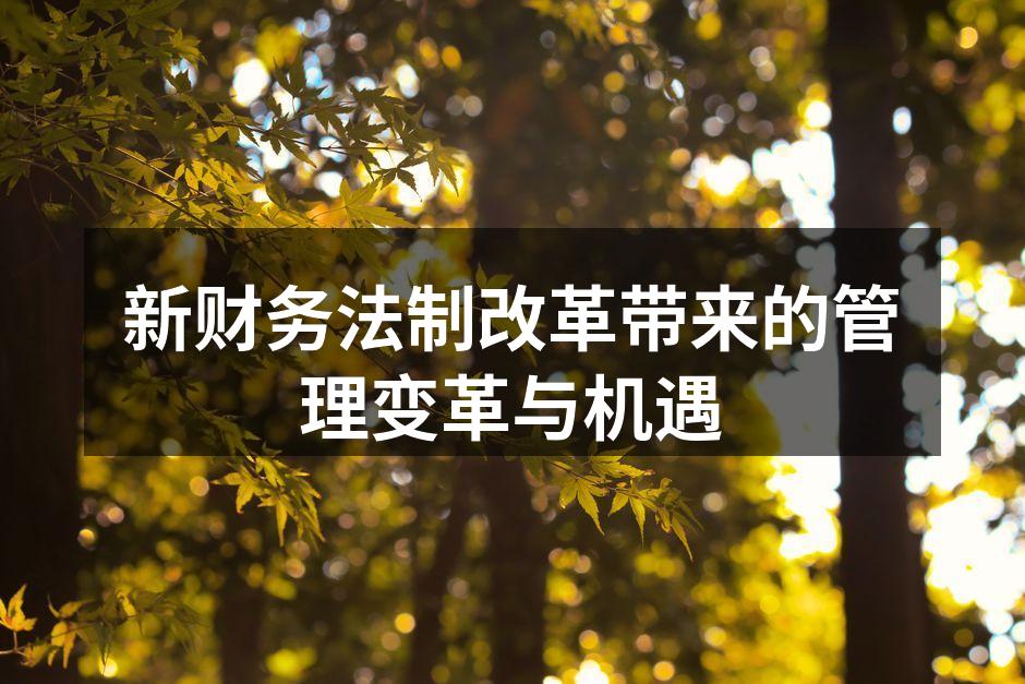 新财务法制改革带来的管理变革与机遇