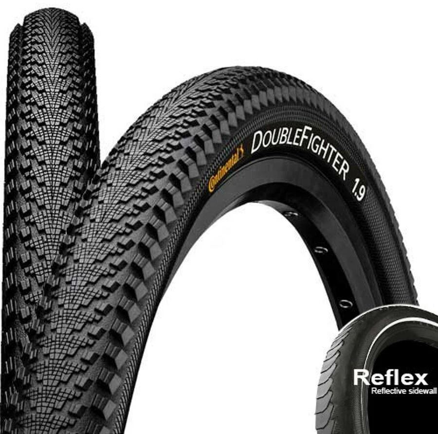 Continental Double Fighter III Clincherdæk 20 "Reflex, Sort/sølv