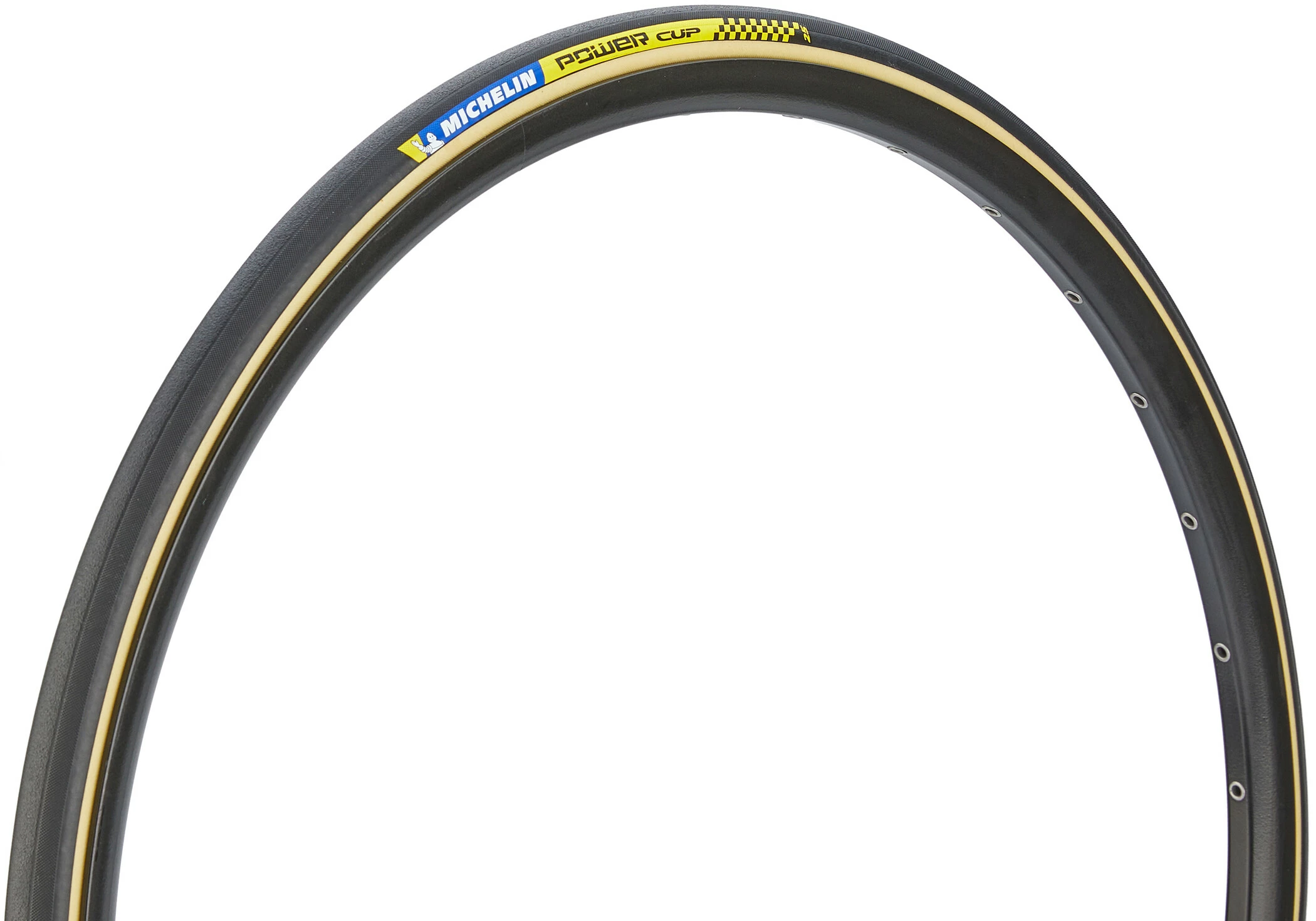 Michelin Power Cup Racing Line Slangeformede Dæk 700x25C, Sort/beige