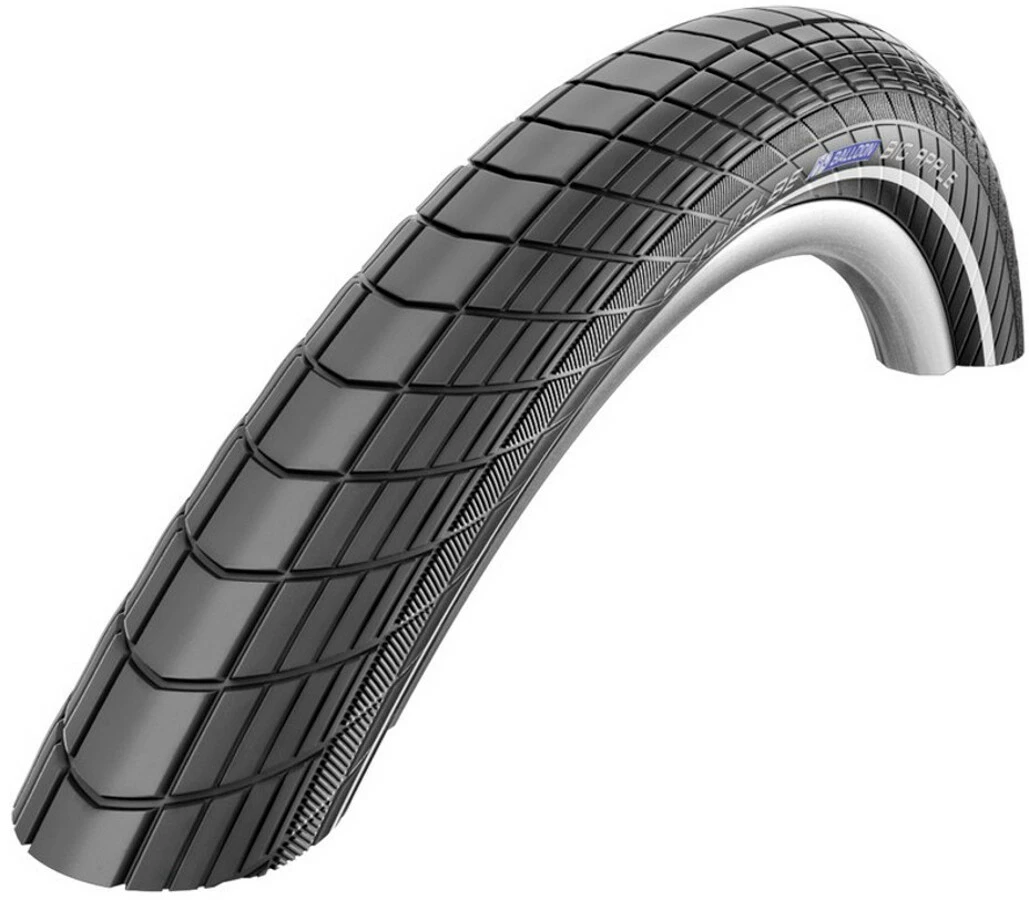 SCHWALBE Big Apple Active Clincherdæk K-Guard Black 'n' Roll Reflex 12x2.00", Sort/sølv