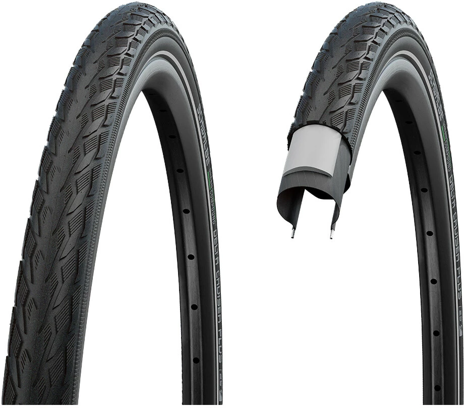 SCHWALBE Delta Cruiser Plus Active Klinker Dæk 28x1,50" PunctureG E-25 Green Compound Refleks, Sort
