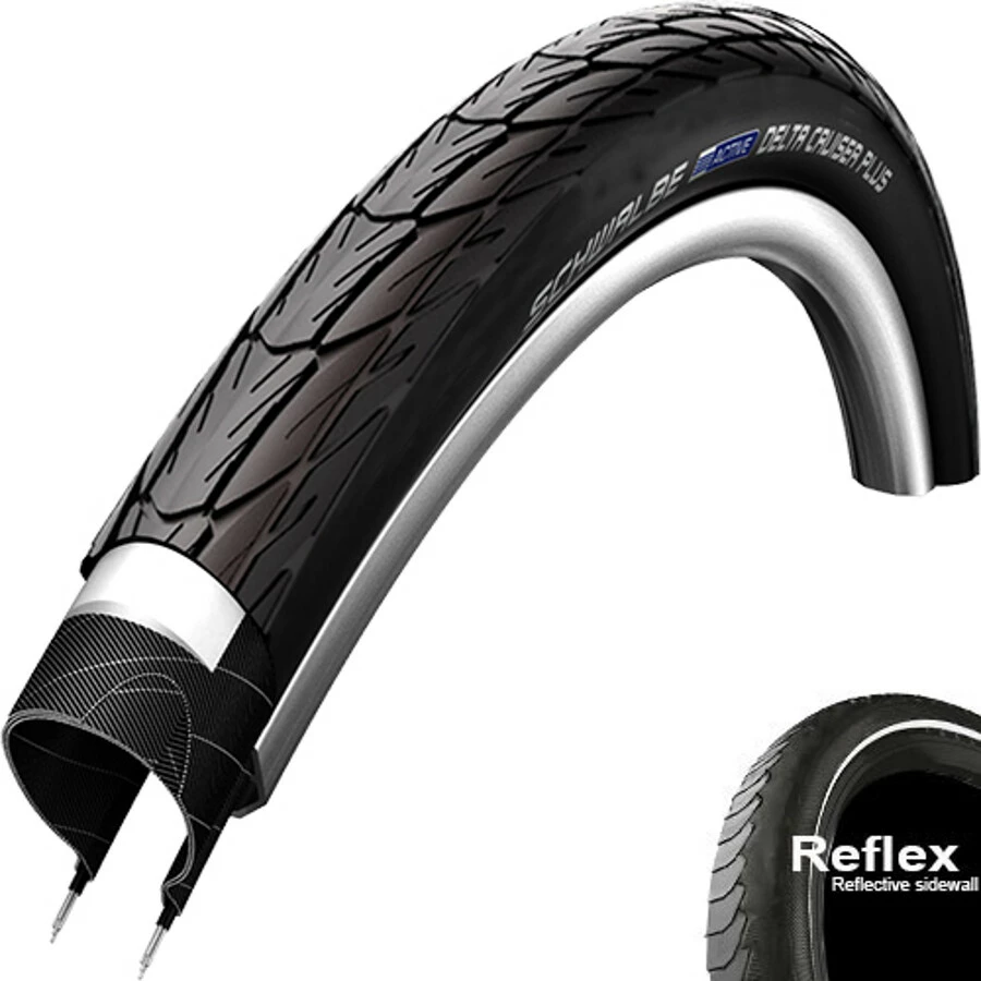 SCHWALBE DeltaCruiser Plus Active Clincherdæk PunctureGuard E-25 SBC Reflex 24x1 3/8", Sort