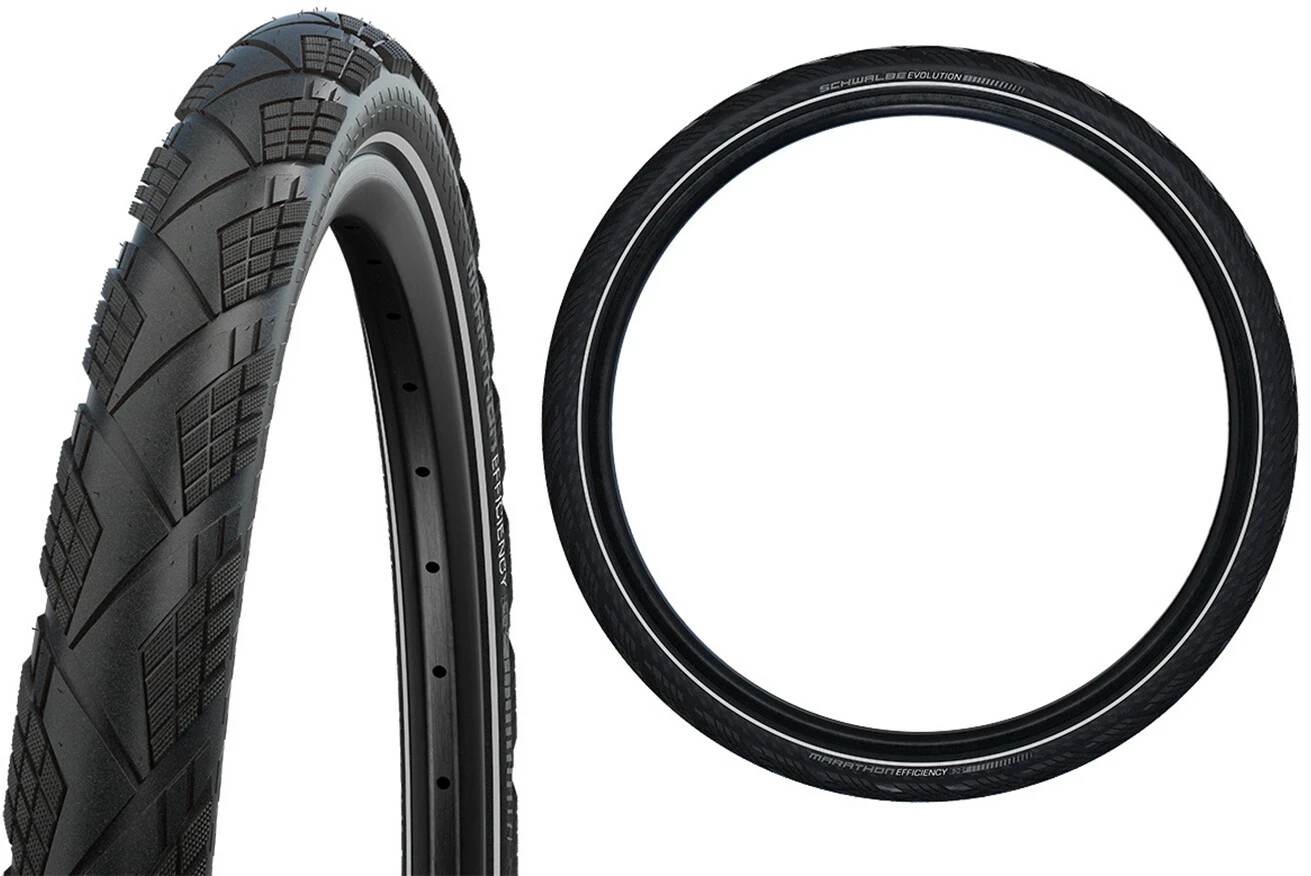 SCHWALBE Marathon Efficiency Evo Foldningsdæk 27,5x2,35" Addix Race V-Guard E-50 TLE Refleks, Sort/gennemsigtig